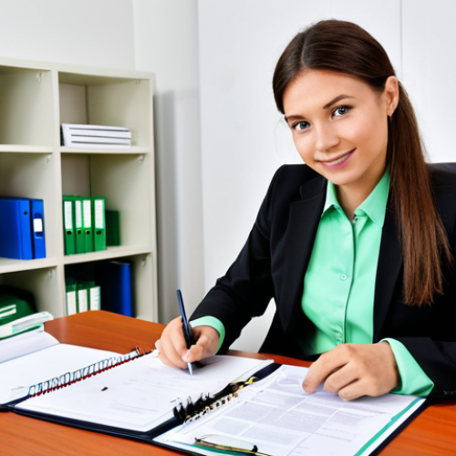 Environmental Auditor in a Modern Office**

"A professional environmental auditor, fully clothed in business casual attire, inspecting documents at a bright, modern office desk. Background features shelves with environmental regulations binders and a green plant. Safe for work, appropriate content, perfect anatomy, natural proportions, professional, well-formed hands, proper finger count, modest clothing, family-friendly."

**