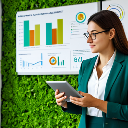 Environmental Professional**

"A young professional in a fully clothed, modest business casual outfit, standing confidently in a modern, eco-friendly office. Background features sustainable design elements like a green wall and natural light. She's holding a tablet displaying a graph related to LCA (Life Cycle Assessment). Safe for work, appropriate content, perfect anatomy, correct proportions, well-formed hands, professional, family-friendly."

**