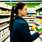 Eco-Conscious Consumer Choice**

A customer in a modern Polish supermarket, carefully examining product packaging with eco-labels. Shelves are stocked with various products. Focus on the consumer's thoughtful expression and the visibility of "eko" or organic labels. Setting: well-lit, clean supermarket aisle. fully clothed, appropriate content, safe for work, professional, perfect anatomy, natural proportions, high quality.

**