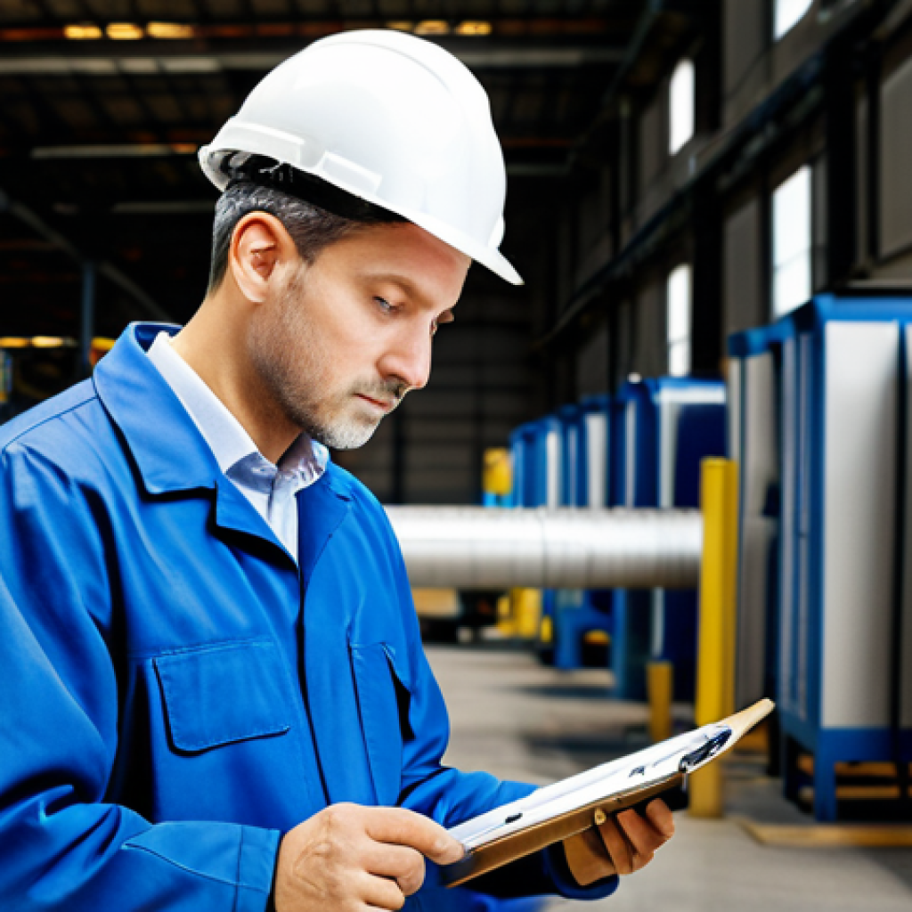 환경경영 자격증 취득을 위한 학습법 - **Environmental Audit:** "A professional environmental auditor in appropriate work attire, inspectin...